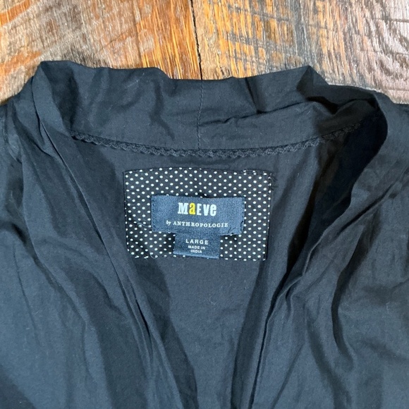 Maeve by Anthropologie Black Zip Front Smocked Waist Top Size Large - Picture 5 of 7